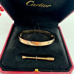 Cartier Wide Four-Diamond Classic Bracelet in Rose Gold